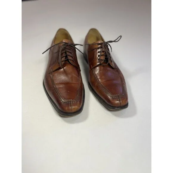 MEZLAN MENS SOLID COGNAC BROWN LACE-UP OXFORD TOE LEATHER DRESS SHOES-9.5 M - Picture 10 of 16